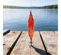 Esche a forma di calamaro a LED lampeggianti, 20 g, 8 cm, con occhi 3D e doppio gancio per ombrello, si illuminano al buio, per pesca notturna e mira al polpo (rosa)