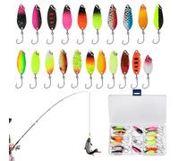 Esche a forma di cucchiaio - Set di 21 esche da lancio con ami appuntiti, spinnerbaits versatili, design in metallo robusto | Ideale per predatori in acqua e