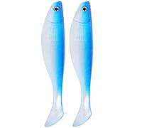 Esche artificiali da pesca, set da 2 pezzi, in PVC morbido di alta qualità, vivide, simili a pesci, per pescatori di pesca in acqua dolce, rosso, bianco, rosa, giallo, verde, (Blu)