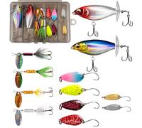 Esche Artificiali Spinning - Set 12 Pezzi per Pesca Trota e Mare, Cucchiaino e Esche da Pesca