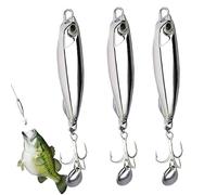 Esche da a cucchiaio - Maschere in metallo Spinner con gancio, Flash oscillante girevole elettrolitico, rivestimento in scaglie d'argento, gancio rivestito di piume | per salmone d'acqua