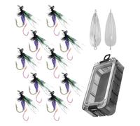 Esche da a Mosca - Kit di esche da a Mosca - Attraente a doppio amo 10 Pezzi Esca per acqua acqua salata Uomini Campeggio avventure all'aperto Padre