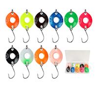 Esche da Pesca, 10 Pezzi Esche da Pesce a Cucchiaini Riflettenti, Esca Artificiali Spinning con Scatola di Immagazzinaggio, per Trote, Persico e Luccio, Acqua Dolce e Salata