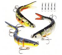 Esche da pesca a esca dura a 8 segmenti, esca a minnow VIB con ganci treble, esca a nuoto realistica con occhi 3D, esca galleggiante, esca da richiamo per bass, trota e luccio Set combinato 3 pezzi 4,