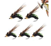 Esche da pesca a mosca, esche artificiali assortite, esche da pesca a mosca secca/bagnata, esche artificiali, set di mosche assortite per la pesca a mosca, 5 pezzi