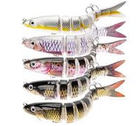 Esche da Pesca Artificiali, Realistici Multi-jointed Swimbaits la Spigola, Crankbaits Bionica in Acqua Dolce Salata, Hard Baits Lures Kit per Luccio, Persico, Luccioperca