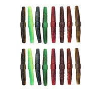 Esche da pesca con esca morbida 16 pezzi TPR vermi resistenti al morso con punta del gancio nascosta incorporata perlina squillante Immagine realistica per la pesca in acqua dolce