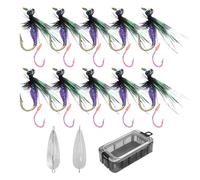 Esche da pesca con mosca per spigola, esche morbide per amo a mosca, 10 pezzi, esche attraenti con doppio amo simulato per acqua e salata, avventure all'aria aperta, per uomo