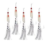 Esche da pesca del lucchetto, 5 x esche luminescenti per bar, attrezzatura da pesca esche nuotatori con piume per principianti, esperti e appassionati di sport acquatici