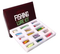 Esche da pesca in acqua salata, kit da pesca realistico riflettente con 15 pezzi, kit da pesca per predoni di compleanno, stagni, fiumi, pesche in acqua dolce e salata, Jigging Trolling
