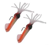 Esche da pesca in mare Prerigged Squid Jig con bagliore al buio per specie offshore come pesci vela e pesci re, set da 2 pezzi (13,5 cm, 35,5 g H)
