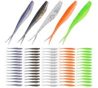 Esche da pesca morbide, 100PCS/50PCS Kit di esche in plastica morbida kit di esche con scatola per la pesca di trote, scorfano, acqua salata/dolce, 10 colori misti/5 colori misti