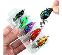 Esche da pesca morbide a forma di rana, con doppio gancio, in PVC, per spigola, luccio, trota, testa di serpente, acqua dolce e salata, colori misti, 3,5 cm