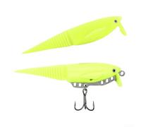 Esche da pesca morbide Minnow TPE, esca regolabile a doppia ala per luccio, spigola, pesce persico, esca da pesca d'acqua dolce (giallo tinto)