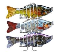 Esche da pesca multi snodate, kit per la pesca a lento affondamento realistico, esche da nuoto per acqua dolce e salata, per trota e spigola, confezione da 3