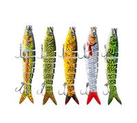 Esche da pesca per spigola, per la pesca e la pesca, set realistico di esche dure oscillanti con oscillazioni dure, 5 esche galleggianti multipli, per pescatori più morsi, trota, pesce persico salato