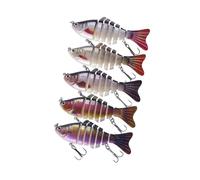 Esche da pesca per spigola, trota, crappie, glaucomi, luccio, morbide, realistiche, ad azione lenta affondamento, in acqua dolce e salata, 5 pezzi