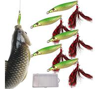 Esche da pesca realistiche 5 pezzi di spinners metallici con paillettes | Esche da pesca per spigola, stile Swimbait, per laghi, fiumi, acqua salata, acqua dolce, uomini e genitori
