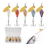 Esche da Pesca Spinners | Esche da Pesca in Acqua con Ami - Esca Vibrante Simulata Cinque Pezzi con Ami per Uomo, progettato per Avventure all'aperto e Campeggio in Acqua Salata