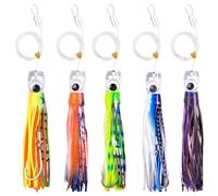 Esche da Traina per la Pesca in Acqua Salata, 5pezzi Offshore Esche da traino Big Game Saltwater per Mahi Tuna Marlin Dolphin Wahoo Esche da Pesca D'altura Polpo Gonne di Calamari Ganci Rigati
