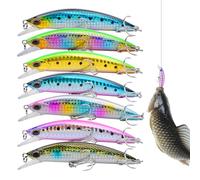 Esche di - Set di 7 esche per pesce persico | esche Swimbait multicolore unisex per trota, laghi, fiumi, stagni e viaggi all'aria aperta in acqua o
