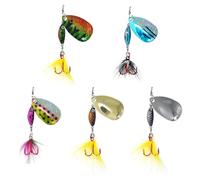 Esche per bar - 5 esche d'acqua con ami - esche glitterate dure per acqua e salata fiume Kayak Trota Rive Berge Pesce Gatto Lago Traina Lotte Perche