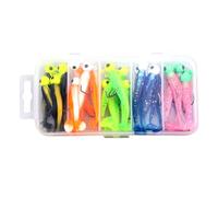 Esche per - Esche artificiali da per - Set di esche artificiali | 25 esche a coda di T con ami piombati ad alta resistenza + scatola di immagazzinaggio