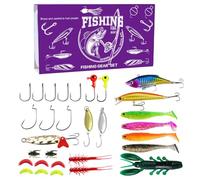 Esche per la pesca al spigolo, piccoli accessori da pesca natalizi, con gancio, set di esche da pesca in acqua dolce, per acqua salata, acqua dolce, lago, fiume, barca, kayak, riva, carpa, trota