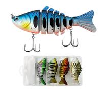 Esche per la pesca del pesce persico, set di 5 esche artificiali multi-articolate, esche per pescare predatori - per pesca in acqua e salata, trota persico luccio San