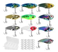 Esche per Pesca, 10 Pezzi Set di Esca Pesci con Lama Rotante Traina Colorate con 2 Scatole per Attrezzi con 20 Girelle, Richiamo per Pesce Acqua Dolce e Salata