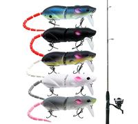 Esche per topi da pesca al bar, esche da pesca con topo d'acqua dolce, esche da pesca dure, 5 x esche da pesca da bar realistiche, esche da nuoto multifunzionali