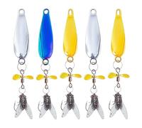 Esche per trote - 5 pezzi esche da in metallo con spinner a mosca - Esca riflettente adatta per vari tipi di pesci come Persico, lucioperca, salmone, luccio, pesce gatto nel fiume, lago e acqua