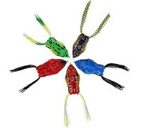 Esche Rana Topwater Pesca Esche Ray Rana Morbido Artificiali Crankbait con Ganci per Bass Pike 5PCS
