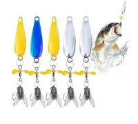 Esche Spinner da Pesca - Cucchiai Amo Tripla Acqua Salata 5 Unità - Attrezzatura Riflettente per Trota Fiume Perca Acqua Salata Luccio Perca Americana Lago Salmone
