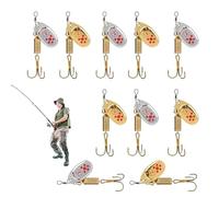 Esche Spinner - Esche Da PescãA Coda Di Gallo Da 10 Pezzi | Eśche Da Pescã, Kit Eśche Da Peѕca, Attrezzatura A 3 Ami, Attrezzatura Color Oro, Per Fiumi Offshore, Laghi, Stagni, Corsi D'acqua, Bacini