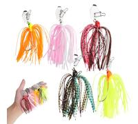 Esche Spinnerbait Chatterbait Luccio 5 Pezzi - Esca Artificiale con Occhi 3D Realistici, Gonnellino in Silicone e Amo Affilato - Esca Persico Lucioperca per Pesca Predatori in Acqua Dolce Lago Fiume