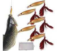 Esche Swim Bait | 5 Pezzi Di Spinner Metallici A Forma Di S Con Sequin | Esca per Persico | per Uomini, Padre, Principianti, Professionisti, Fiume, Acqua Salata e Acqua