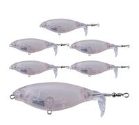 Esche Vergini, esche non verniciate, 6 x Crankbaits di coda rotante multi-articolazioni con gli occhi | Corpo 'esca, attrezzatura da per le barre di trota dorate