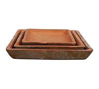 Eschert - Set di sottovasi in terracotta antichizzata, 3 pezzi