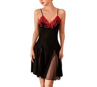 Esclusiva collezione di pigiama da donna con lavorazione satinata, applicazioni in pizzo seducenti per un momento di benessere femminile in ogni notte, Rosso anguria., L