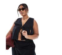 Esclusiva Esmee Curve - Gilet nero con pannelli in pizzo in coordinato 50