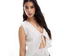 Esclusiva Esmée - Gilet corto allacciato sul davanti bianco in coordinato 40