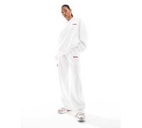Esclusiva Kaiia - Joggers a fondello color crema in misto cotone con stampa di ciliegie sul retro in coordinato-Bianco 50