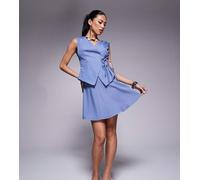 Esclusiva Kaiia - Minigonna svasata blu con laccetto laterale in coordinato 38