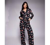 Esclusiva Kaiia - Mix and Match - Pantaloni del pigiama con stampa di fiocchi e fragole su sfondo scuro in coordinato-Multicolore 40