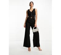 Esclusiva Kaiia - Tuta jumpsuit stile gilet a fondo ampio nera-Nero 46