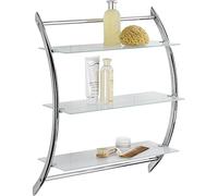 Wenko 15895100 Exclusiv Scaffale a Parete Vermont, 3 Ripiani in Vetro Acciaio, Vetro Temperato, 22 x 71 x 57 cm, Satinato