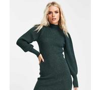 Esclusiva Only - Vestito maglia accollato con maniche voluminose verde scuro 36