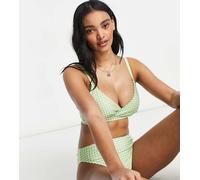 Esclusiva Peek & Beau Coppe Grandi - Top bikini a portafoglio verde a quadretti 8D-DD
