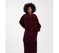 Esclusiva Renee Studio Plus - Gonna lunga fasciante a colonna bordeaux in maglia soffice in coordinato-Rosso 50